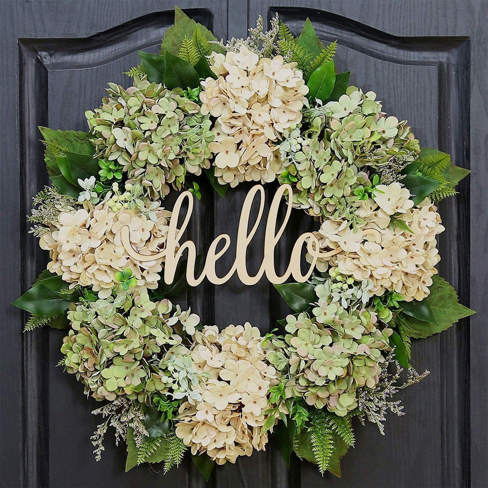 Front Door Wreath Hydrangea Flower Blossom Wreaths for Decor Housewarming