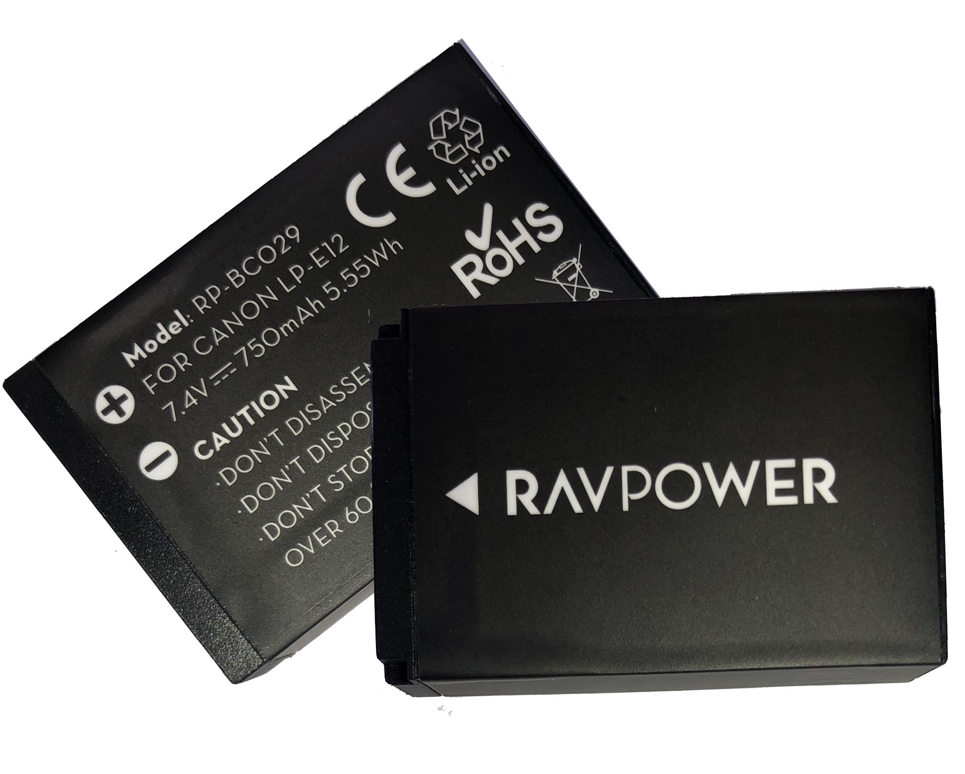Bộ 2 Pin + Sạc Đôi RAVPower RP-BC029 Canon LP-E12 Cho Canon EOS M10, EOS M6, EOS M50, EOS M100, EOS M200, EOS 100D, EOS 200D, EOS 250D