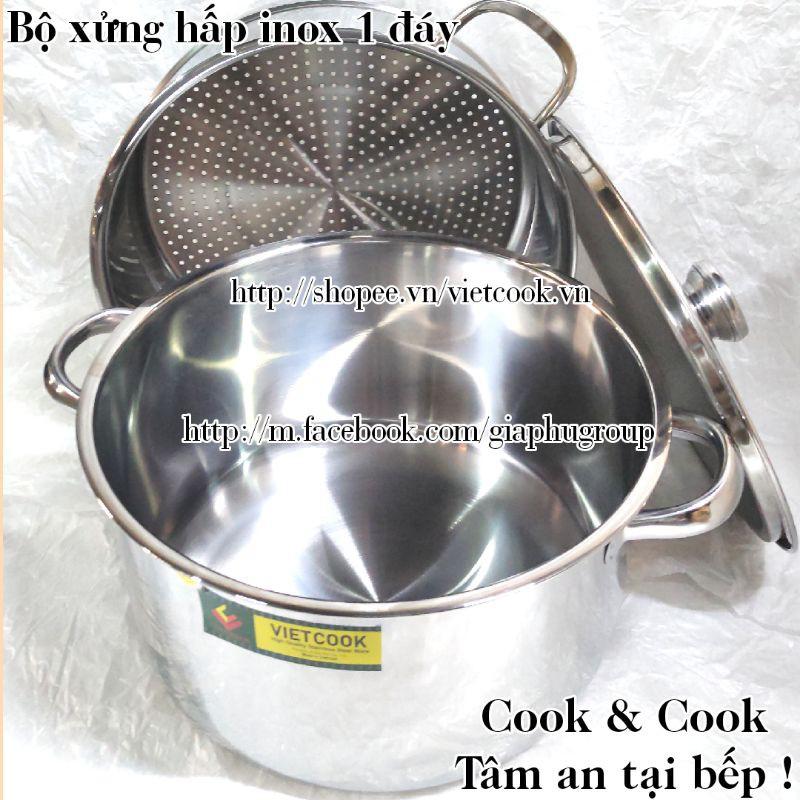 Bộ xửng hấp inox size 32 đáy từ, Chõ hấp, đồ xôi inox 6 đến 8 kg gạo
