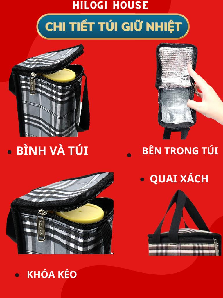 Túi đựng bình giữ nhiệt đủ size, túi đựng bình nước 2 lớp có khóa kéo, giúp chống va đập xước tiện lợi đi học đi làm