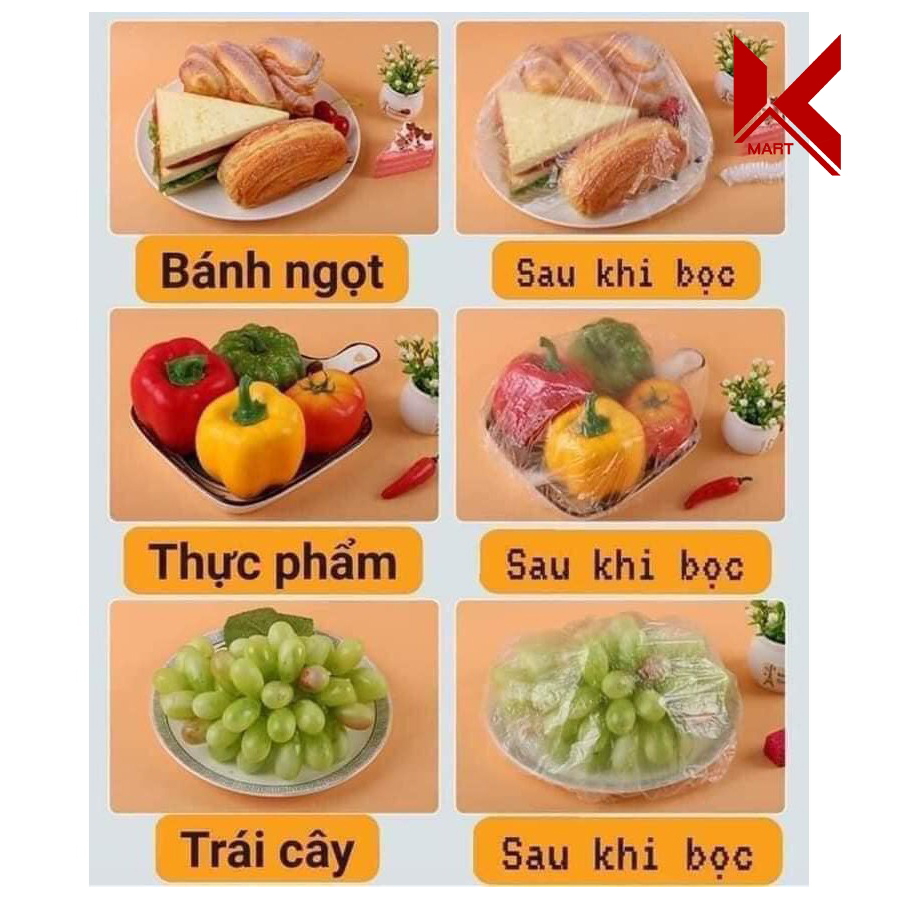 Túi 100 màng bọc thực phẩm chất liệu PE, có chun co giãn phù hợp nhiều kích thước, túi gấu - Kmart
