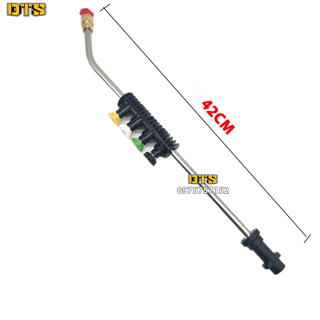 Ống nối uốn cong 30 độ nối nhanh  cho máy rửa xe cao áp Karcher K2 - K7, xịt gầm xe, nóc xe ô tô chuyên nghiệp + 4 béc phun