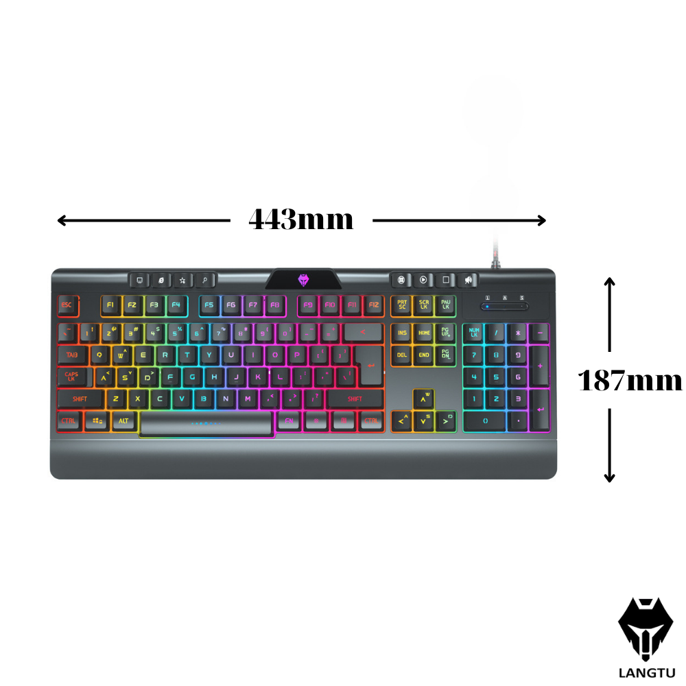 Bàn Phím Giả Cơ Gaming LANGTU V8000 Phụ Kiện Laptop Pc Có Đèn Led Kèm Chuột Hàng Chính Hãng