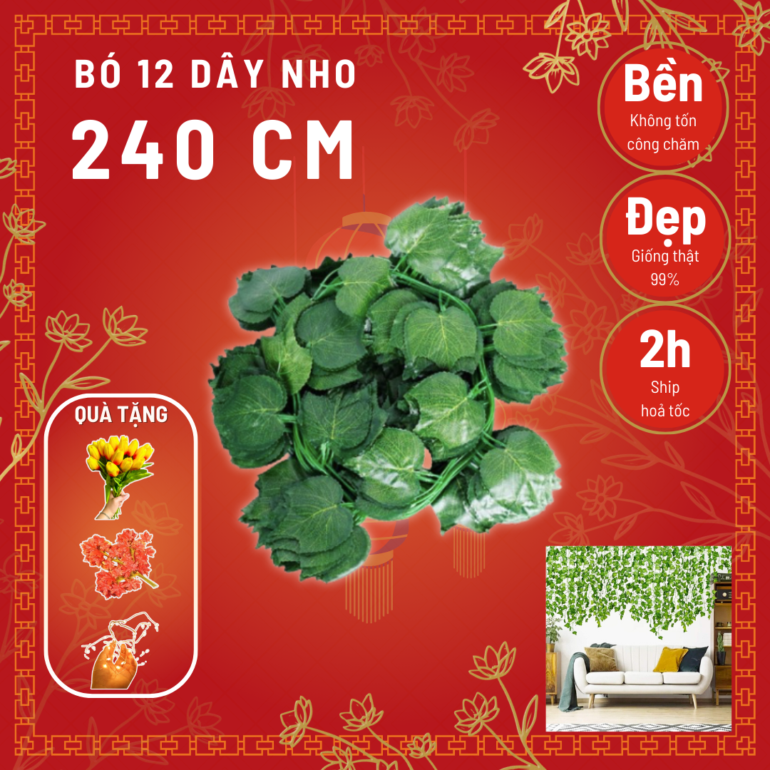 DÂY LÁ NHO SIZE LỚN CUỐN XANH CHIỀU DÀI 2,3 - 2,5m