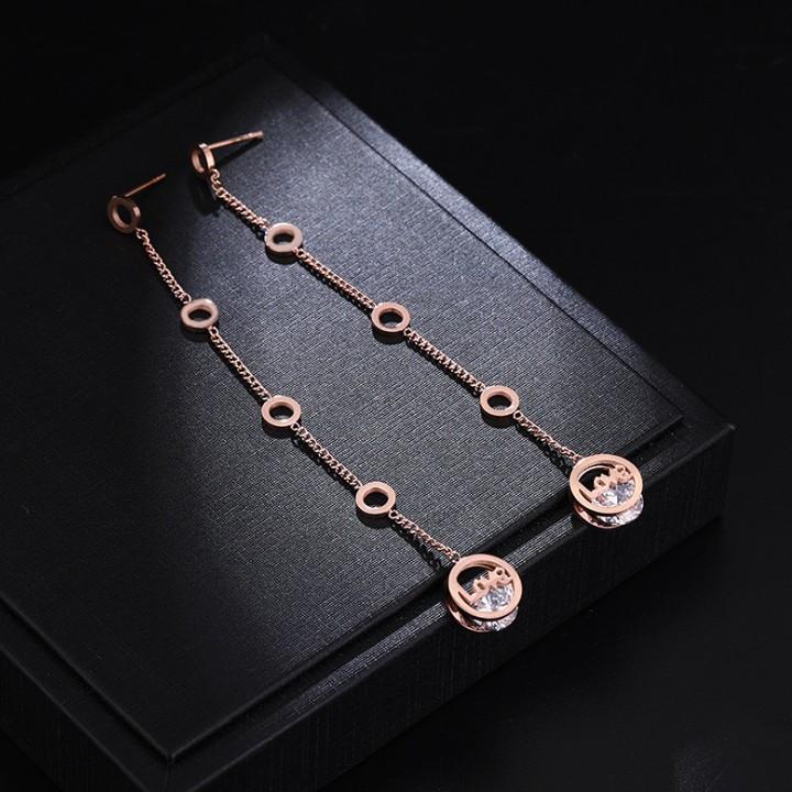 Bông Tai Tòn Ten Chuỗi Dài Titan Cao Cấp TT 2055