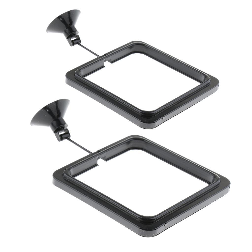 2pcs Aquarium Fish Tank Fishes Feeding Flake Foods Ring Square Feeder Black