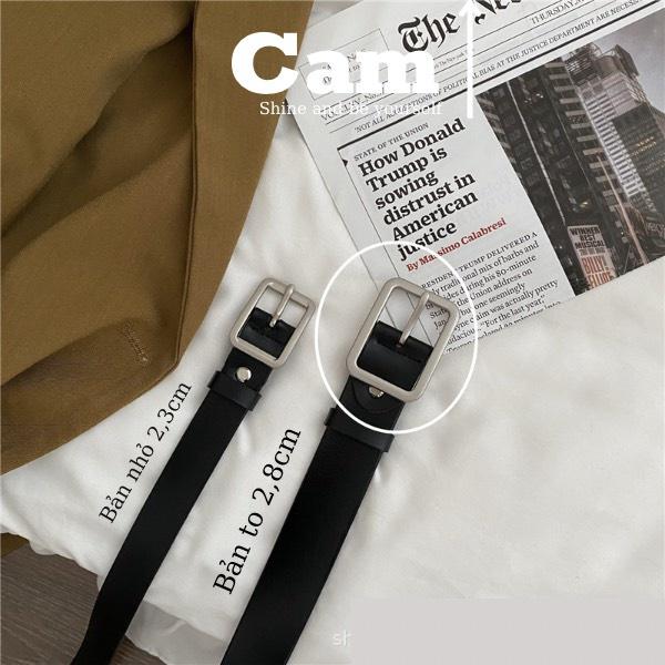 Thắt lưng nam nữ Sơn Tùng 2.3 cm, Camcamvintage dây nịt nam mặt chữ nhật, dây nịt thắt lưng nữ nam bản nhỏ kiểu Hàn Quốc