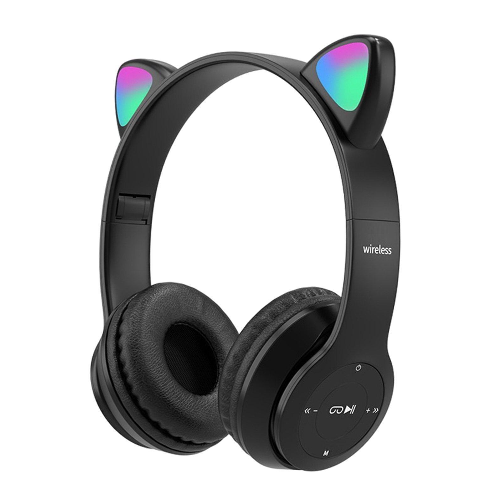 Wireless Headset LED Light Surround Sound for Laptop black
