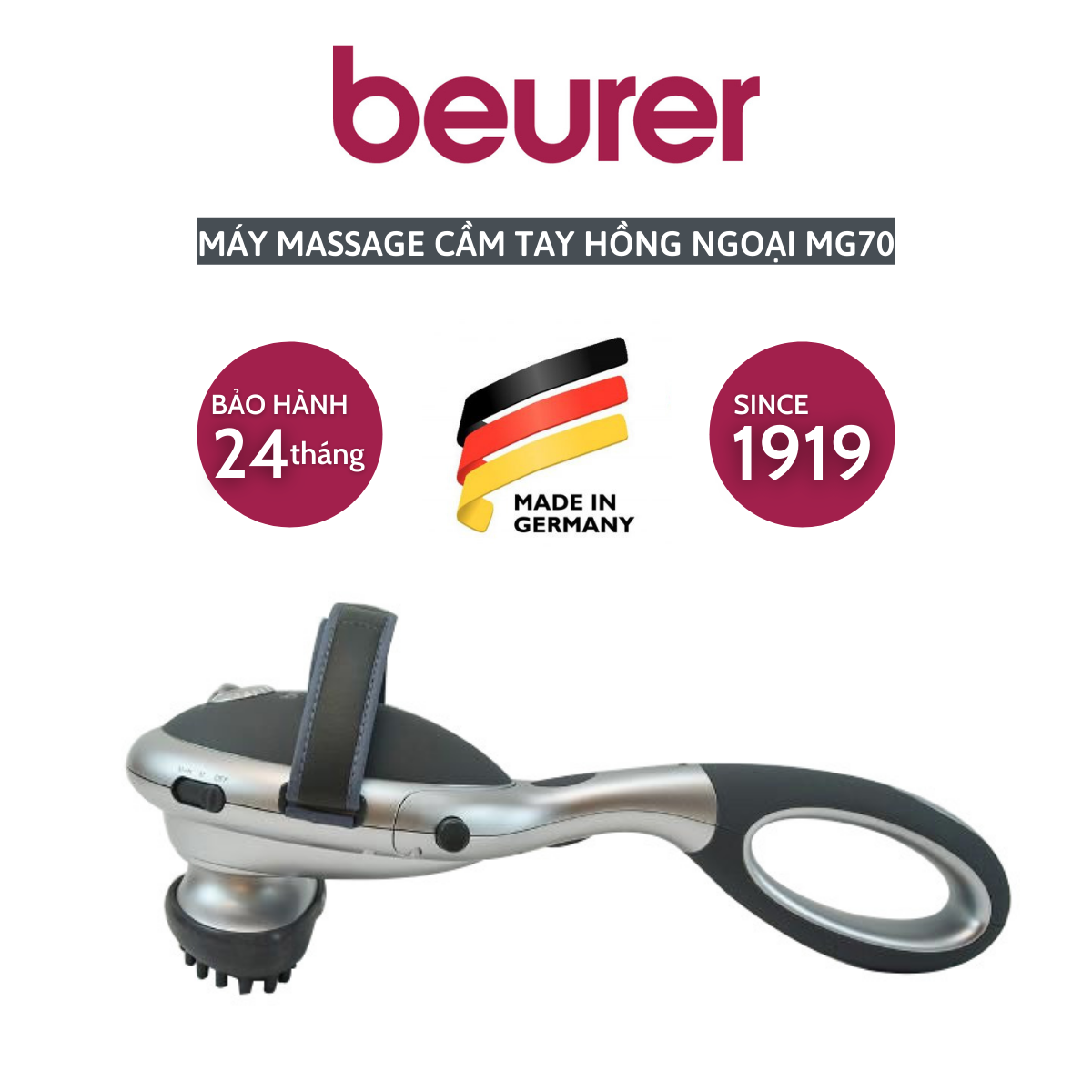 Máy massage cầm tay có đèn hồng ngoại Beurer MG70 - Sản xuất tại Đức - Hàng chính hãng