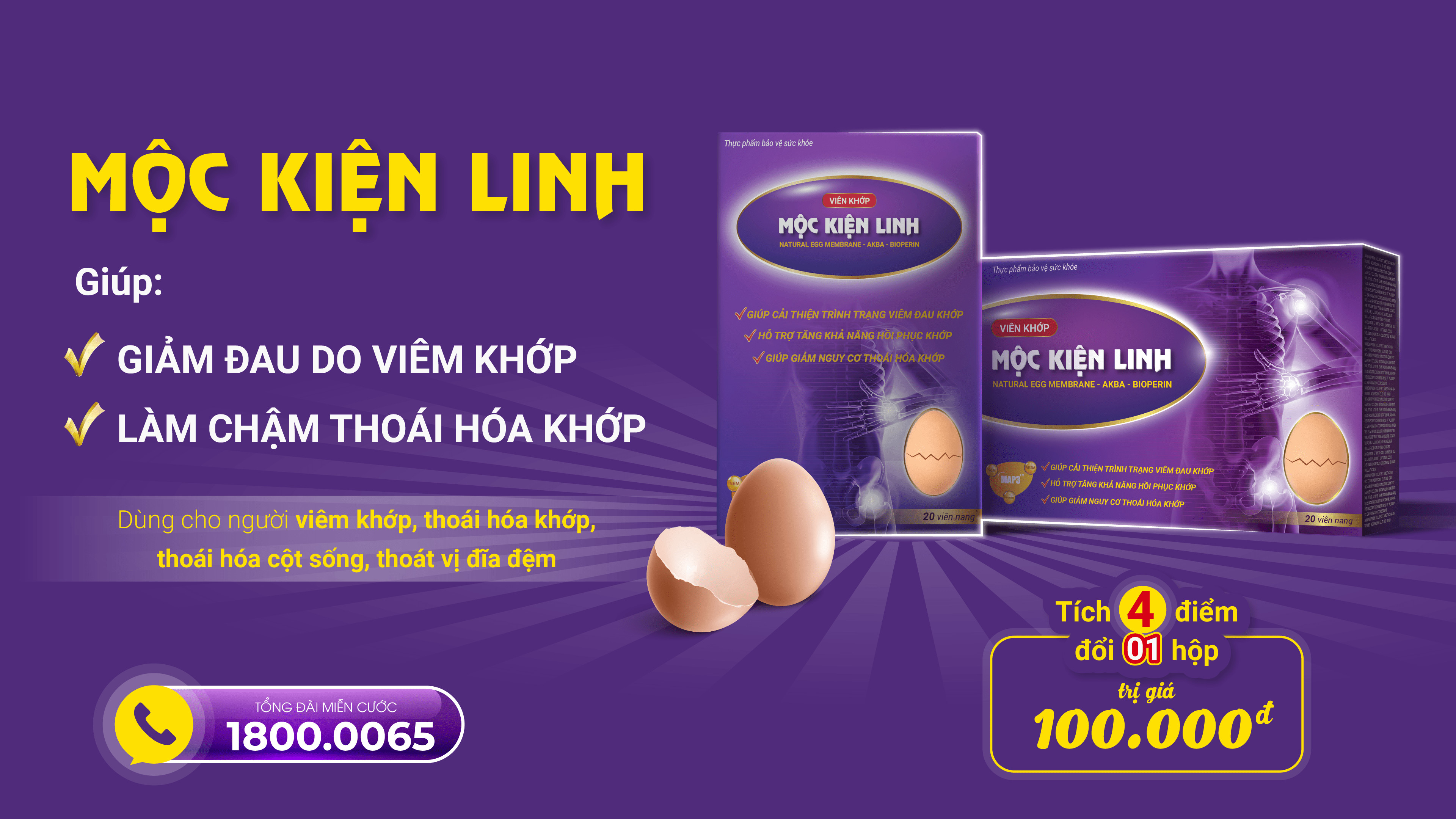 Viên Khớp Mộc Kiện Linh Bổ sung dưỡng chất cho sụn khớp, hỗ trợ giảm đau khớp do viêm khớp, thoái hóa khớp