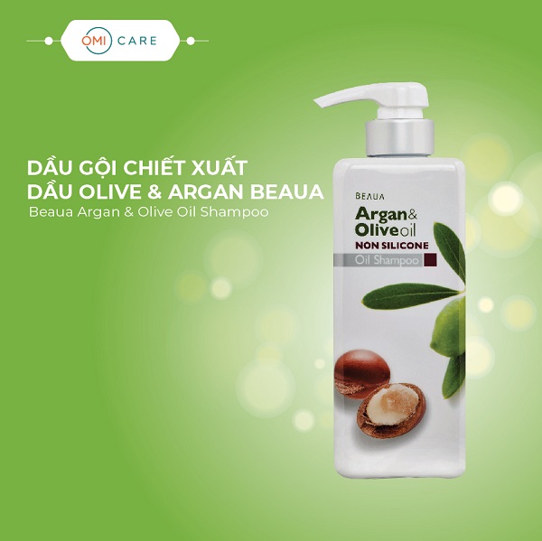 Dầu gội BEAUA chiết xuất dầu Olive & Argan (Chai 550ml)