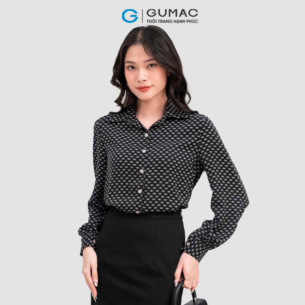 Áo sơ mi GUMAC LA1118 tay dài họa tiết công sở