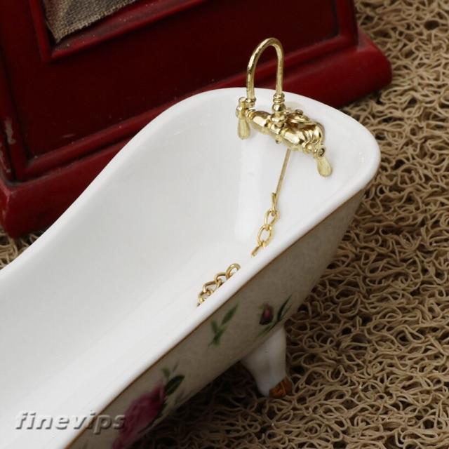 Bộ đồ nội thất phòng tắm mini trang trí gốm sứ