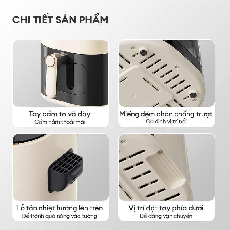 Nồi chiên không dầu Gaabor AF-45T01A dung tích 5 lít công suất 1350W cảm ứng kiểm soát nhiệt thông minh menu cài đặt sẵn - Hàng Chính Hãng