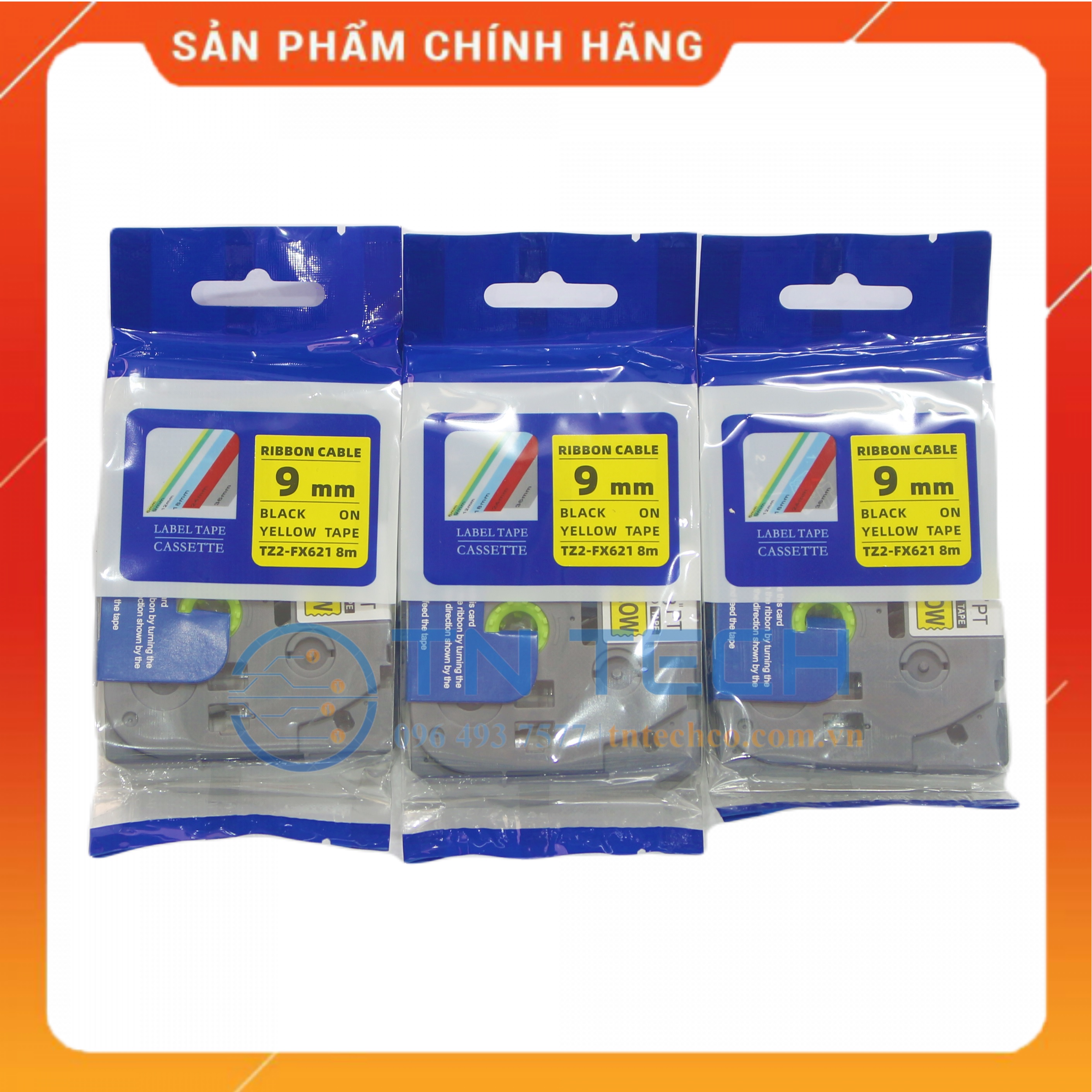Nhãn In Tz2-FX621 - Đen nền vàng 9mm x 8m - Dùng cho máy in BROTHER - AIMO - PUTY [Hàng Nhập Khẩu]