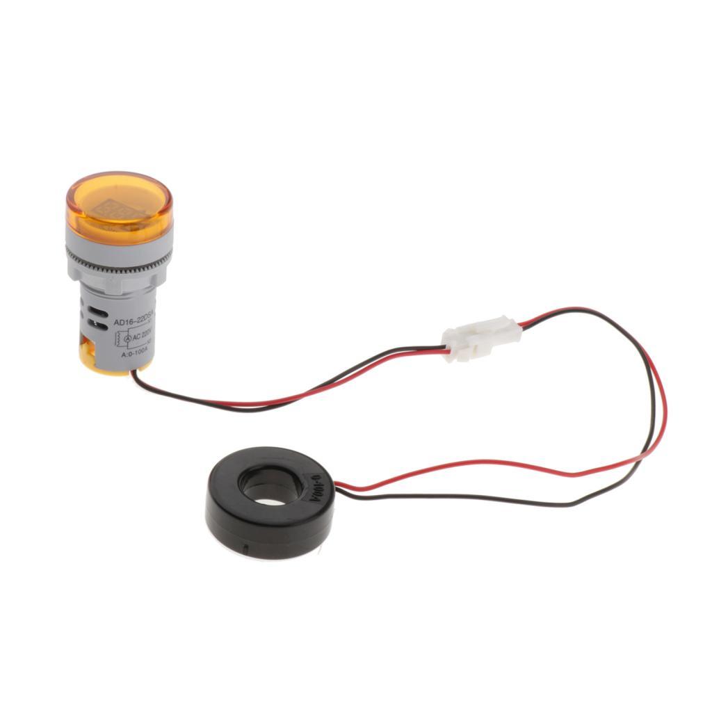 22mm AC 0-100A Ammeter Current Meter LED Digital Display Cylindrical Red