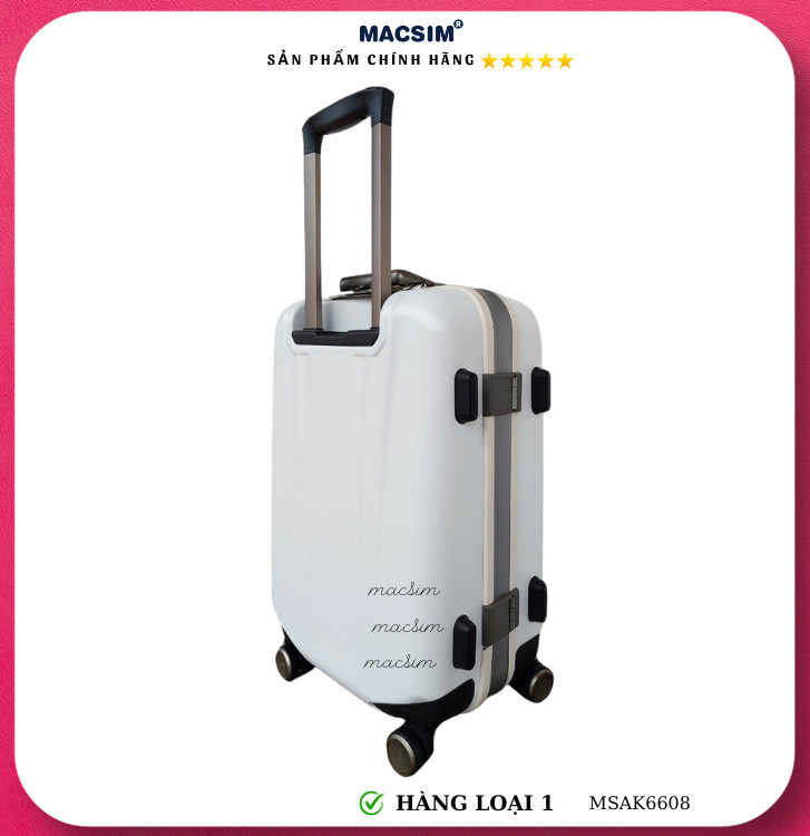 Vali cao cấp Macsim Aksen hàng loại 1 MSAK6608 cỡ 28 inch màu trắng