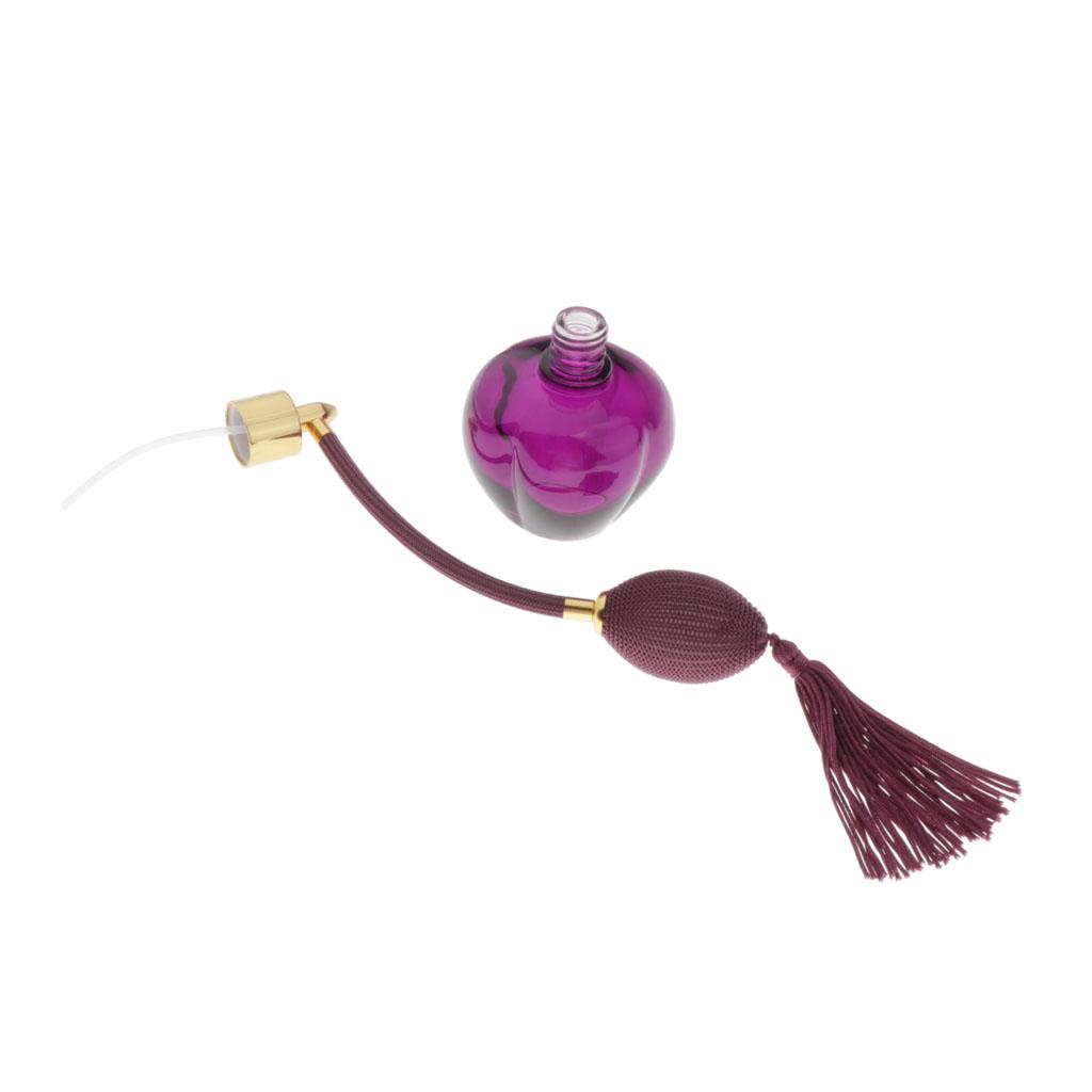 Refillable Empty Glass Perfume Bottle Black Bulb Tassel Spray Atomizer 100ml