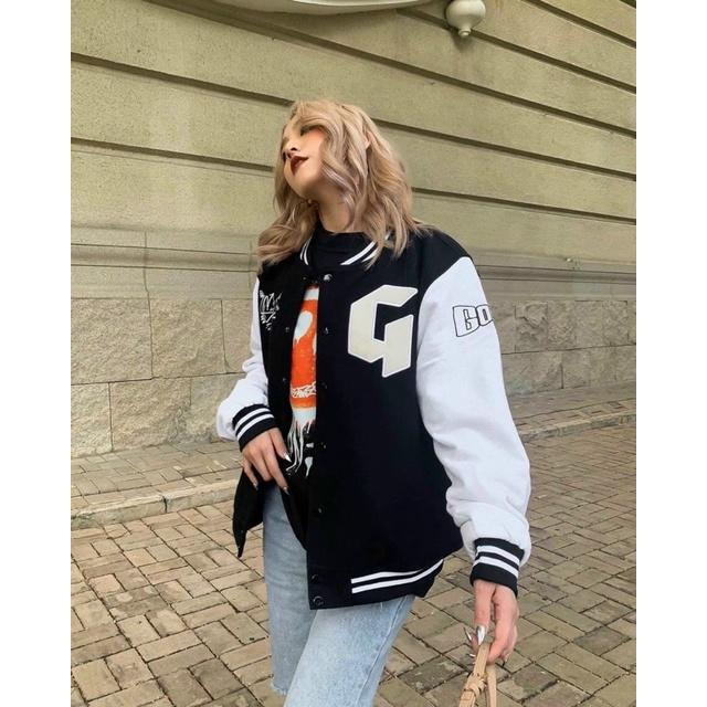 Áo khoác bomber dù chữ G unisex nam nữ form rộng 2 lớp Chống Nắng Siêu Hot Jacket Bomber