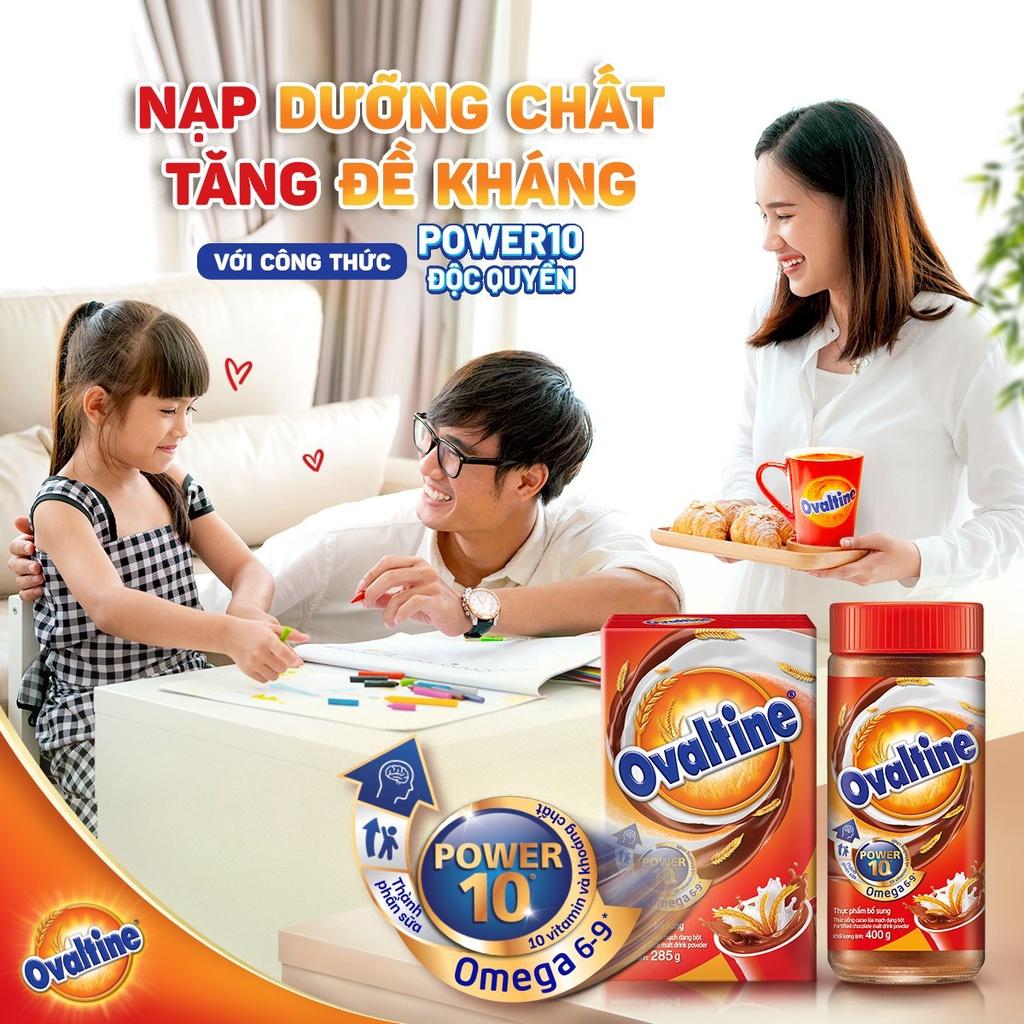 Ovaltine Bột Cacao Hủ 400g + Bình thủy tinh Kim Cương 450ml