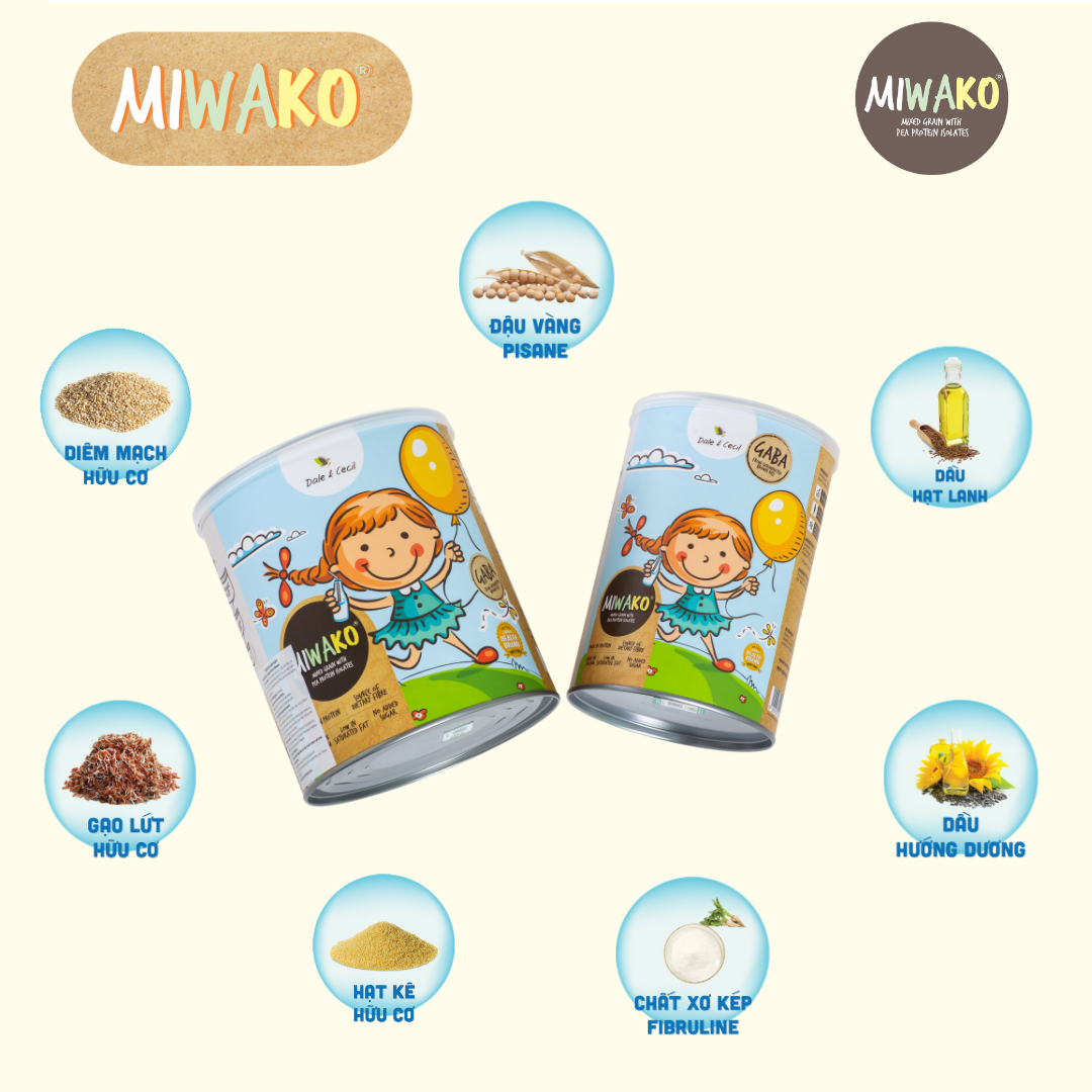 [Mua 1 Hộp Tặng 1 Hộp 400g] Sữa Hạt Hữu Cơ Miwako Hộp 400g Vị Gạo, Đạm Lành Dễ Uống Date T3/2024