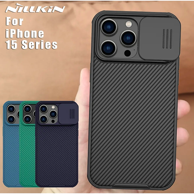 Ốp lưng iPhone 15 Pro, 15 Pro Max hiệu Nillkin Camshield Pro chống sốc cực tốt, chất liệu cao cấp, có khung & nắp đậy bảo vệ Camera - Hàng nhập khẩu
