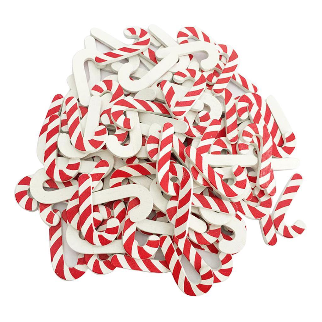 100pcs Christmas Candy Cane Wooden Plaque for Kids DIY Craft