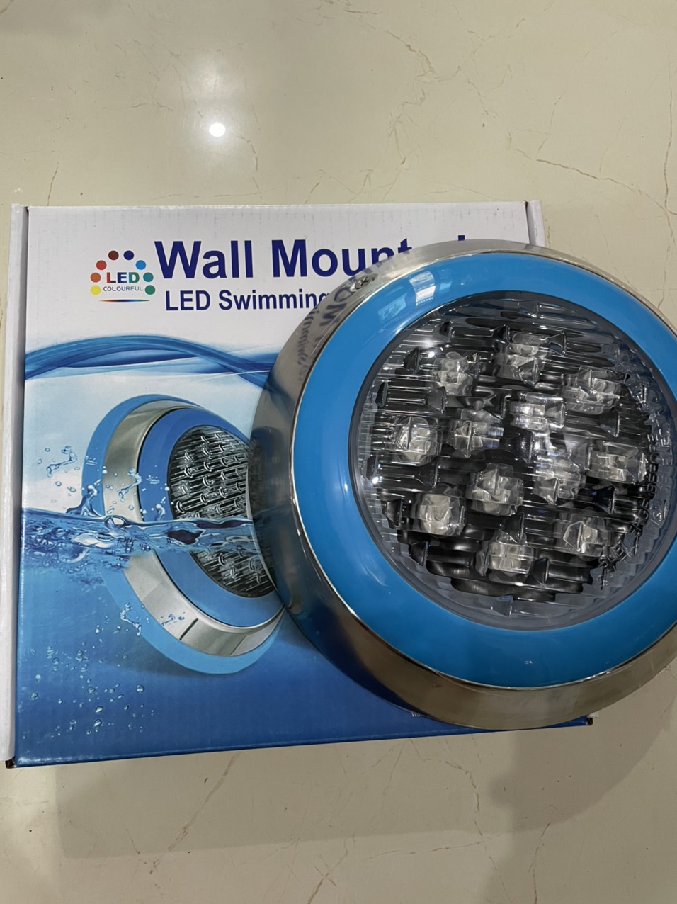 Đèn led bể bơi ánh sáng VÀNG nhạt 3000K 12W-12V/24V vỏ ngoài inox 304 chống nước tiêu chuẩn IP68