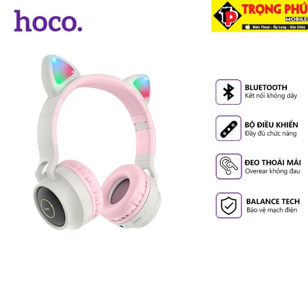 Tai chụp HOCO W27 - chụp tai mèo phát sáng - tai nghe không dây - Hàng chính hãng