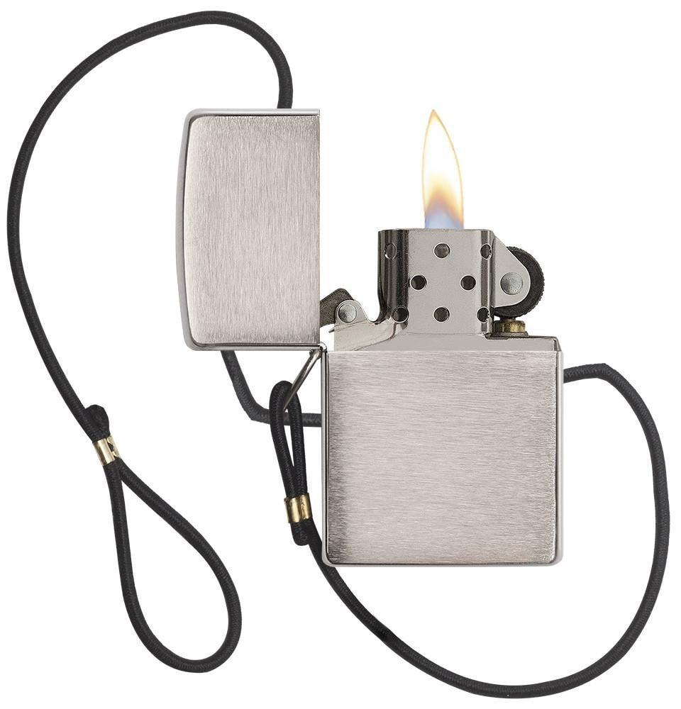 Bật Lửa Zippo Lossproof with Loop &amp; Lanyard Brushed Chrome 275