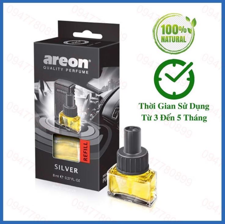 (Bình thay thế) Nước hoa kẹp cửa gió ô tô Areon Sport SILVER