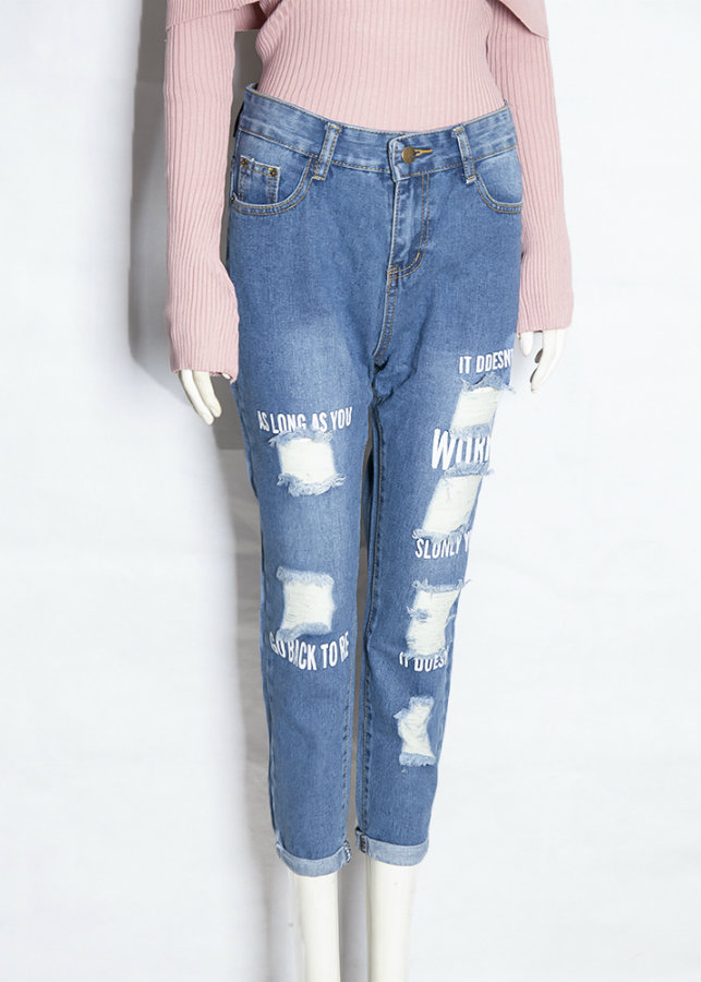 Quần jeans nữ rách as long as you Mã: QD2050