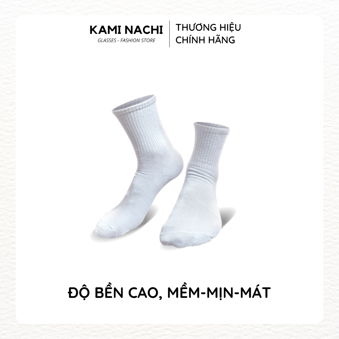 Vớ dài thông hơi, vải mềm thoáng khí trên mắt cá chân, màu trắng đen - Chính hãng KAMI NACHI - 5 đôi đen