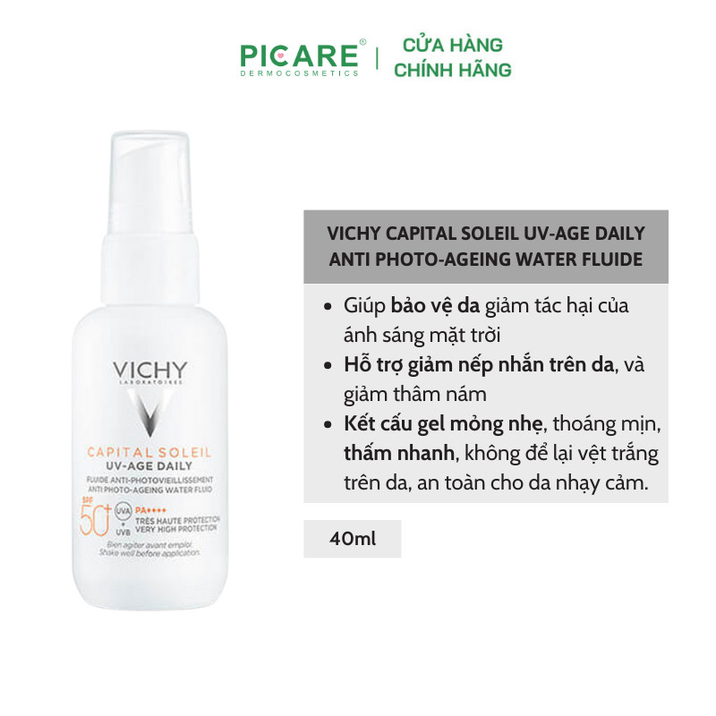 Gel Chống Nắng Bảo Vệ Da, Ngừa Thâm Nám Vichy Capital Soleil UV Age Daily SPF50 50ml