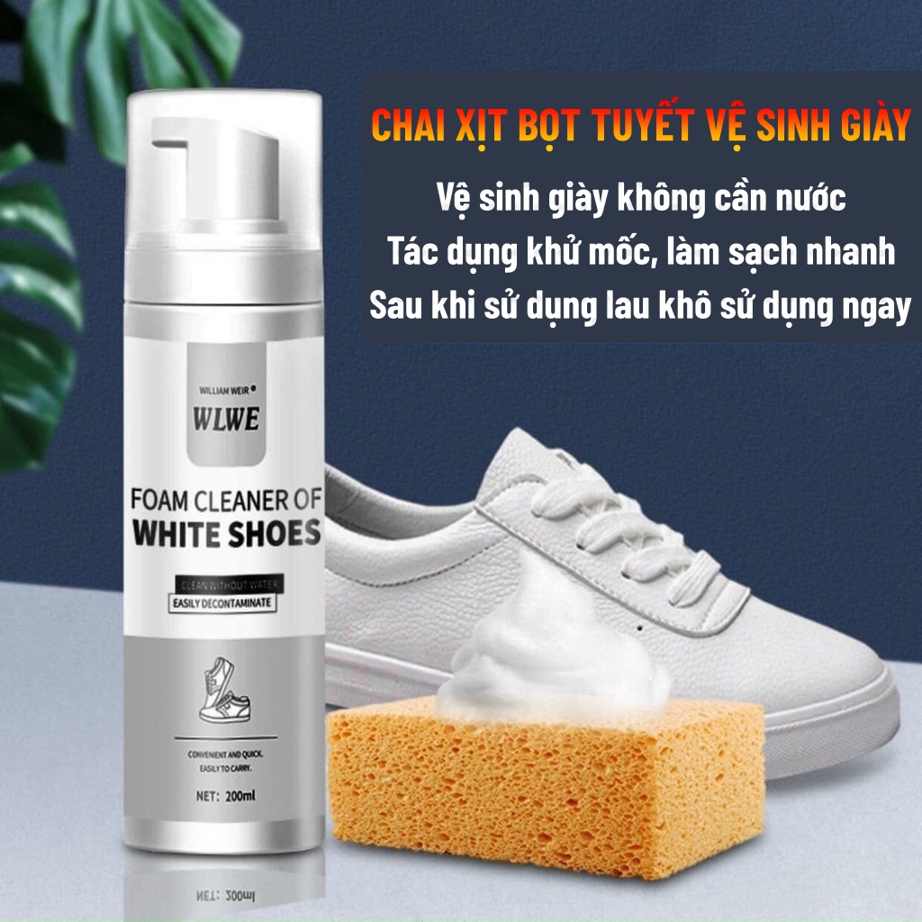 Chai Xịt Tạo Bọt Tuyết Vệ Sinh Giày Cao Cấp, Chai Tẩy Rửa Giày Không Dùng Nước - Hàng Chính Hãng