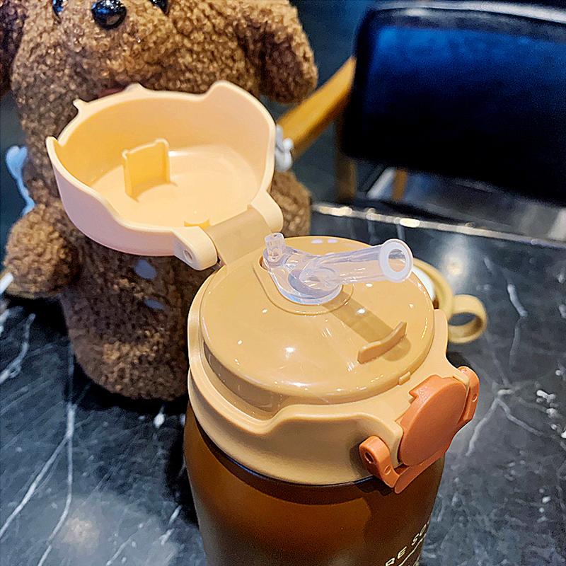 Kawaii 450Ml Thép Không Gỉ Trẻ Em Giữ Nhiệt Bình Nước Có Ống Hút Dễ Thương Sang Trọng Nắp Cốc Cho Bé Học Sinh Nhiệt Cốc Nước cô Gái Quà Tặng