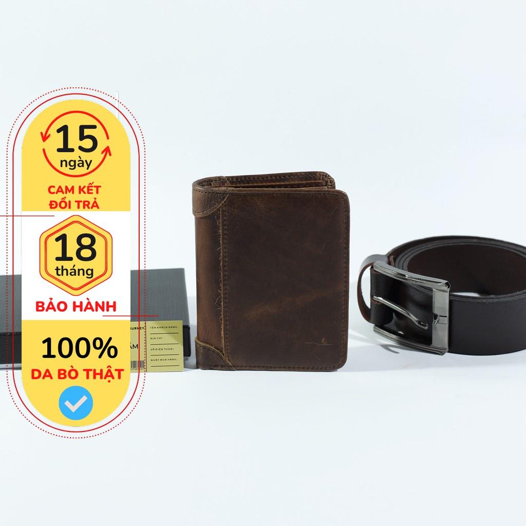 Ví da bò sáp cao cấp màu vàng nam tính MANZO VID-05 bảo hành 18 tháng