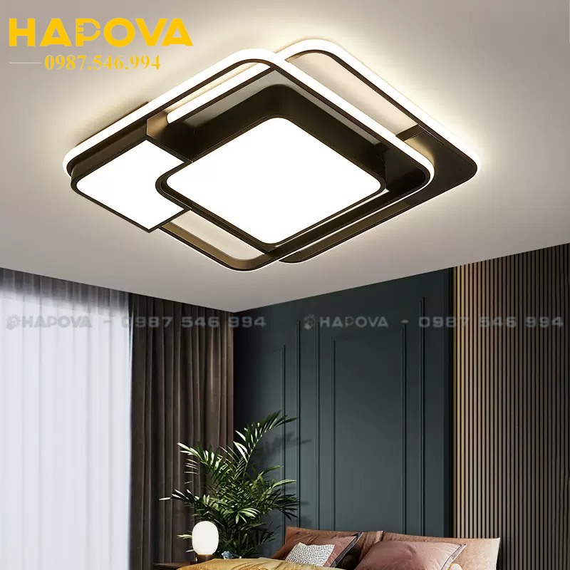Đèn ốp trần trang trí hình vuông HAPOVA 1089 Điều chỉnh ánh sáng 3 màu