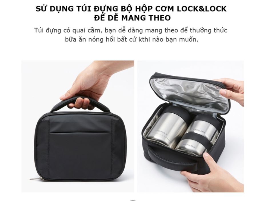 Bộ Hộp Cơm Giữ Nhiệt Thép Không Gỉ Lock &amp; Lock LHC8031SLV - Bạc