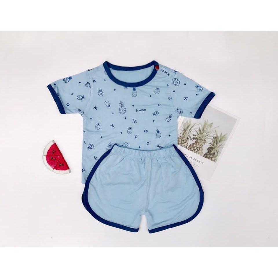 Bộ cộc tay cho bé Bộ cộc tay Kwoo Trái Dứa cho bé trai bé gái chất thun lạnh cao cấp siêu mềm siêu mát
