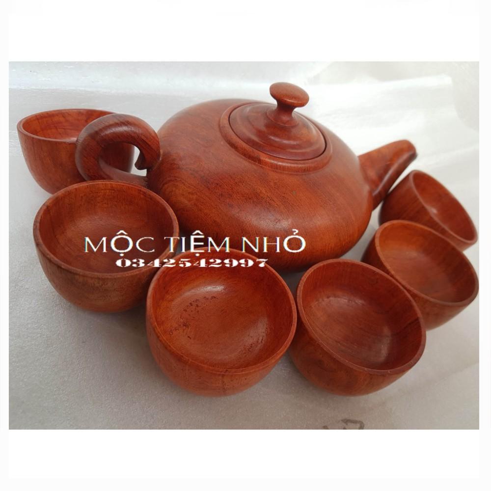 Bộ ấm chén 7 món gỗ hương nguyễn khối giá rẻ