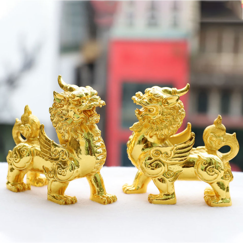 Tượng Tỳ Hưu phong thuỷ mạ vàng 24K