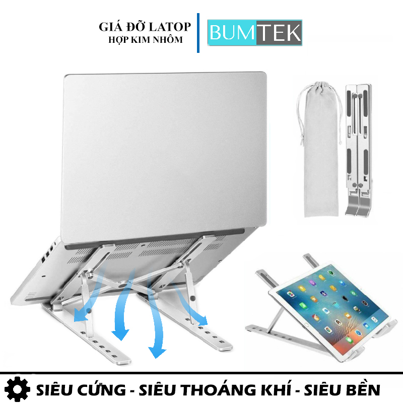 Giá Đỡ Laptop Hợp Kim Nhôm Cao Cấp, Có Thể Gấp Gọn Và Điều Chỉnh Dành Cho Macbook Ipad Surface Và Máy Tính Xách Tay 11-15.6 Inch - Hàng Chính Hãng