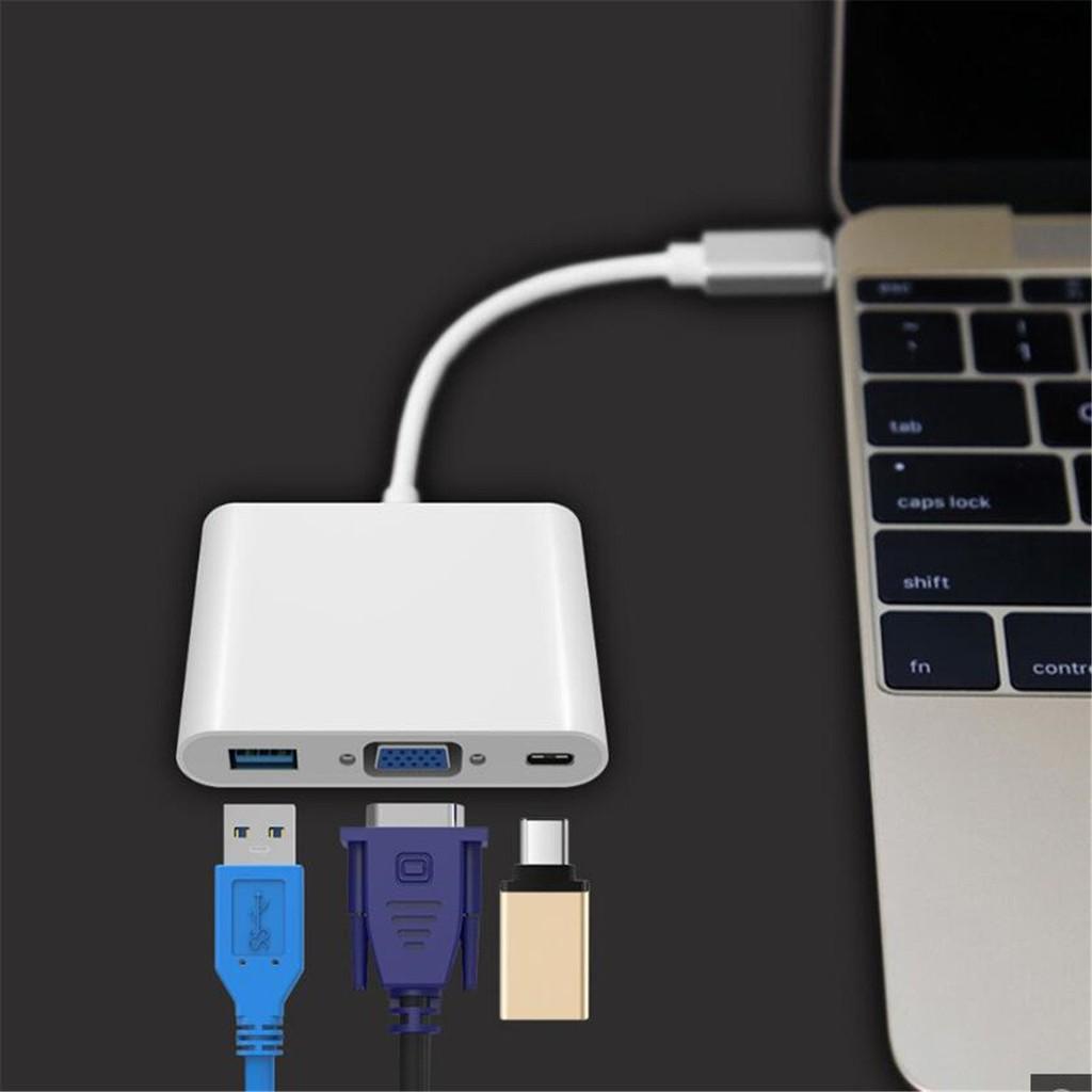 Cáp chuyển Type-C sang HDMI / VGA 4k /USB /Type C 3 trong 1 cho Macbook, iPad dùng trong trình chiếu