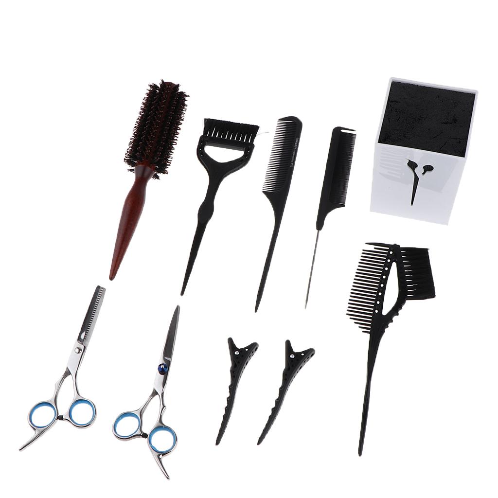 Hair Cutting Scissors and Thinning Shears Set, Professional Barber Haircut Rat Tail Comb Kit Hairdressing Set -10pcs