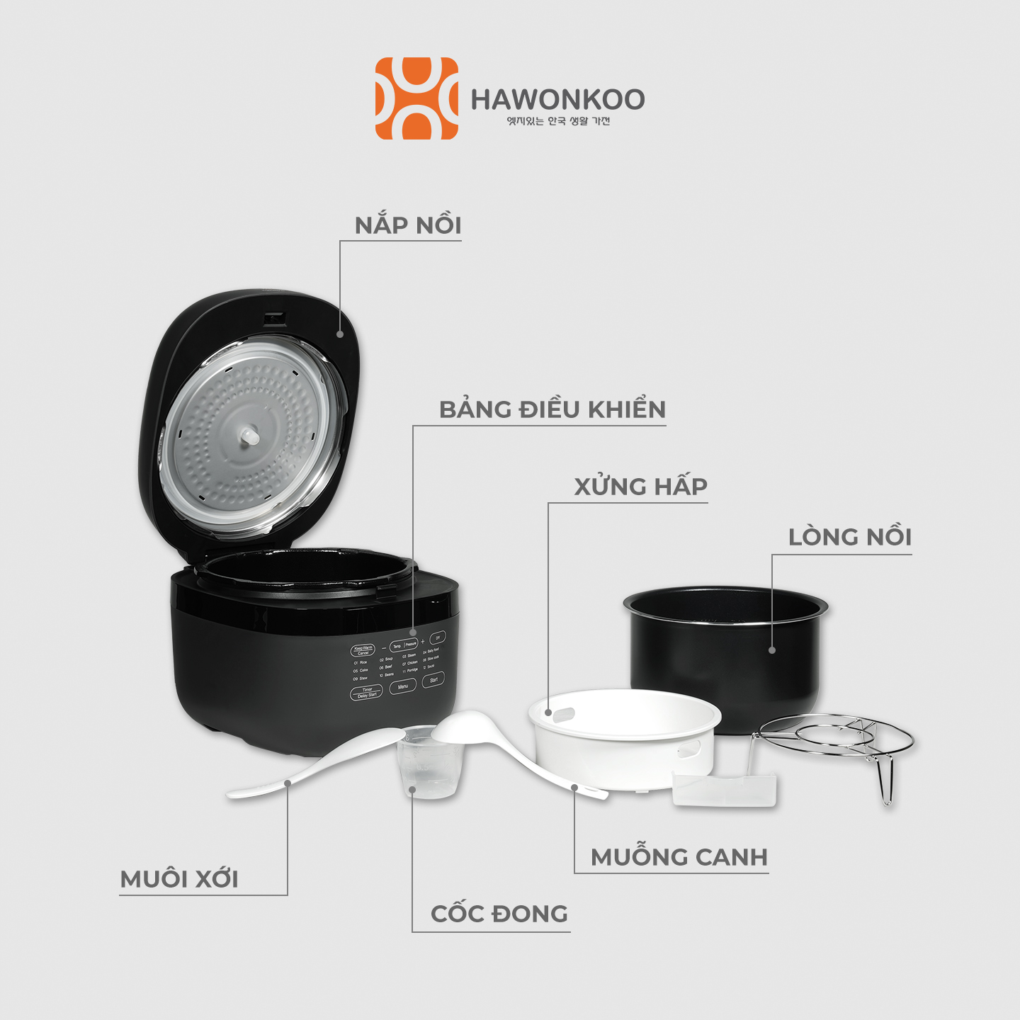 Nồi Áp Suất Điện Tử Hawonkoo PCH-500 5 Lít 1000W Hàng Chính Hãng Bảo Hành 12 Tháng - Thương Hiệu Hàn Quốc