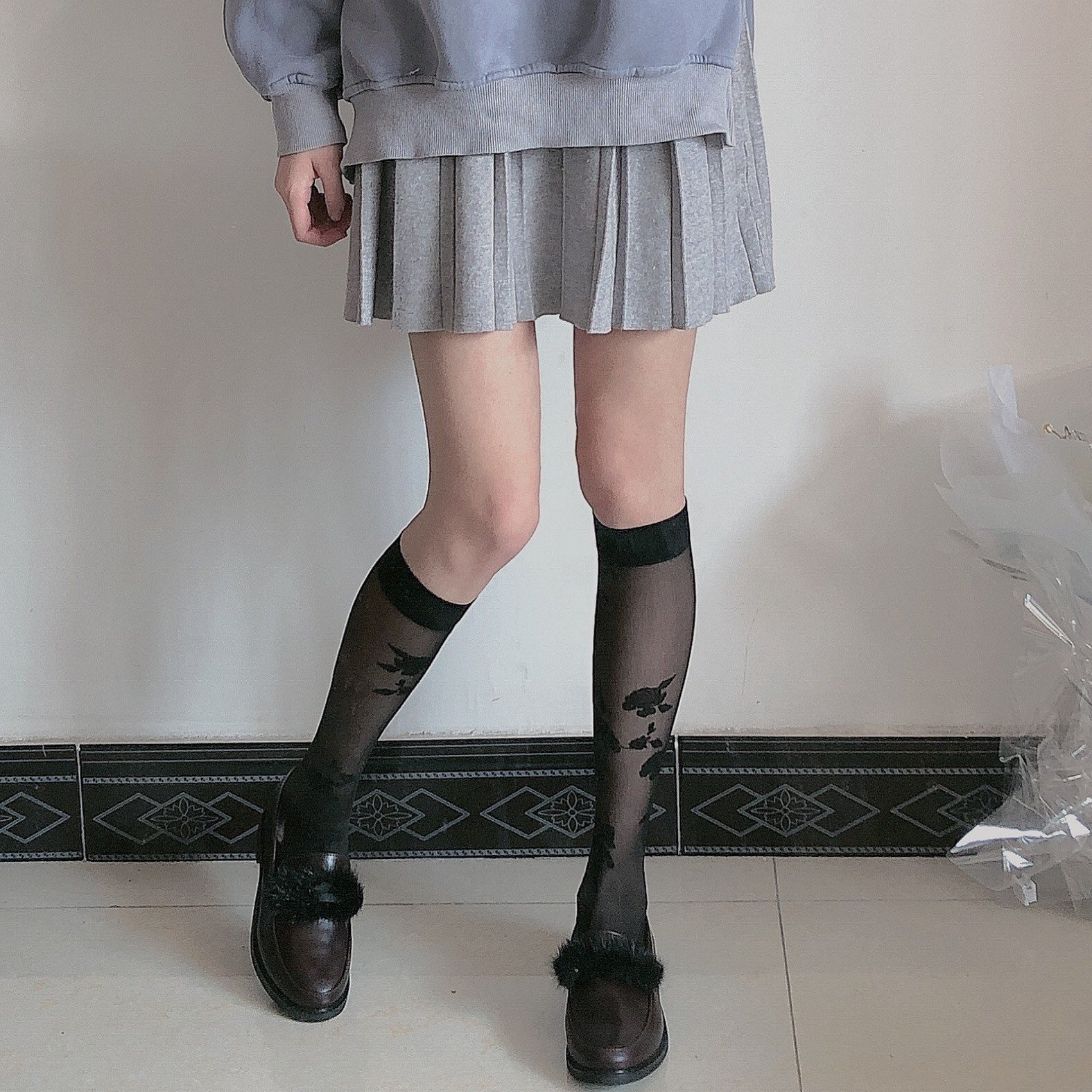 Tất, vớ bắp chân, tất đùi mỏng thêu hoa hồng phong cách Lolita Nhật Bản cosplay Gợi Cảm cho nữ