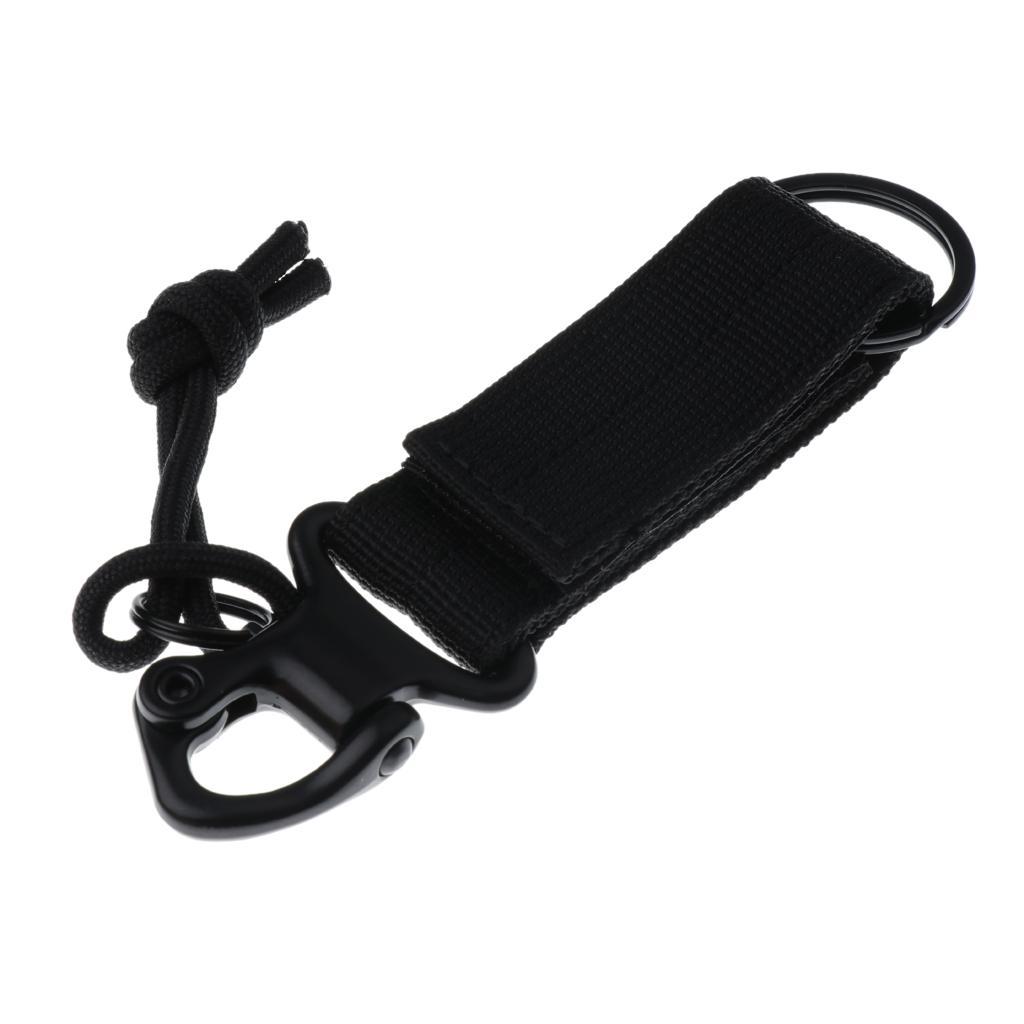 2 Pieces Nylon Multiuse Molle Belt Buckle Belt Carabiner Keychain Hook Black