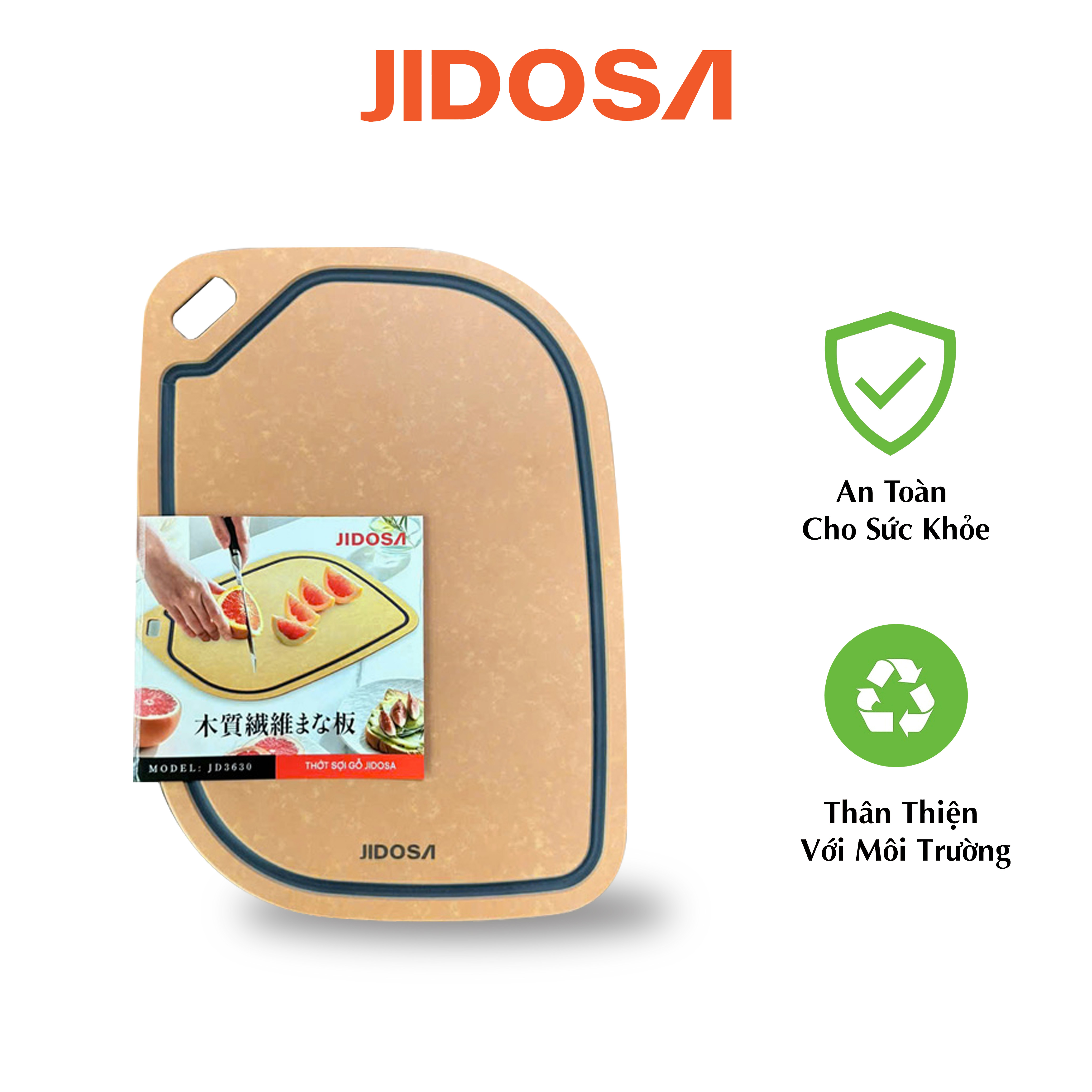 Thớt Sạch Sợi Gỗ Tự Nhiên JIDOSA JD3630, An Toàn, Chống Trầy Xước, Chống Cong Vênh Dùng Được Trong Máy Rửa Chén Đa Năng