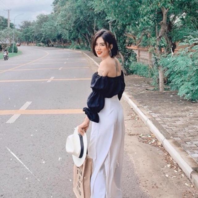 Quần culottes rộng cạp cao khoá trước 1 khuy- Quần ống rộng lưng cao khóa sườn dáng dài vải tuyết mưa vitex nhiều màu